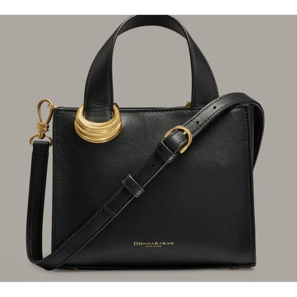 NEW Donna Karan Hewlett Black Leather Crossbody Bag $238 MSRP
